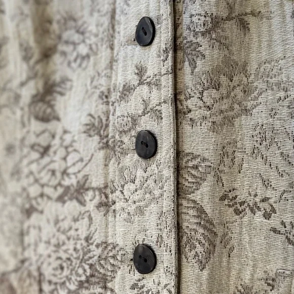 J JILL XL VTG Jacquard Hemp Cotton Button Front Collared Jacket • Ivory Beige - Picture 5 of 12